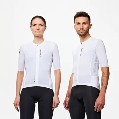 Tricou ciclism pe șosea vară UNISEX - RACER 2 Alb