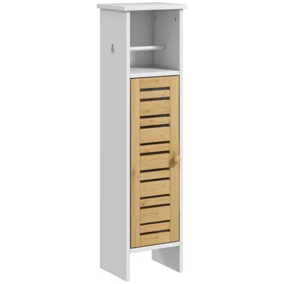 HOMCOM Dulăpior de Baie cu Suport pentru Hârtie Igienică, Dulap Îngust cu Raft Reglabil, 78 cm, Alb | Aosom Romania