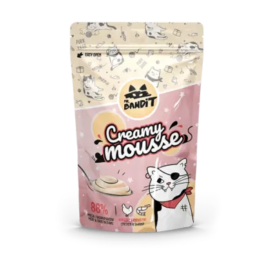 Recompense pentru pisici Mr. Bandit Creamy Mousse cu pui creveti 6 x 10 gr