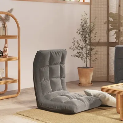 vidaXL Scaun de podea pliabil, gri deschis, material textil