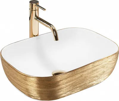 Lavoar pe blat alb cu auriu periat 46x33 cm Rea Belinda