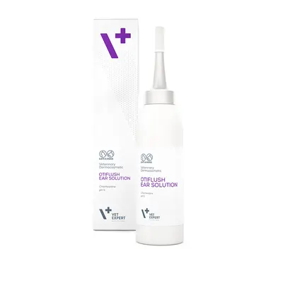 Lotiune auriculara antibacteriana si antiseptica pentru caini si pisici Vet Expert Otiflush, 125 ml