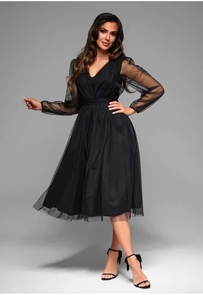Rochie de seara Midi LACRICA LA-OM-DLR007 - Negru
