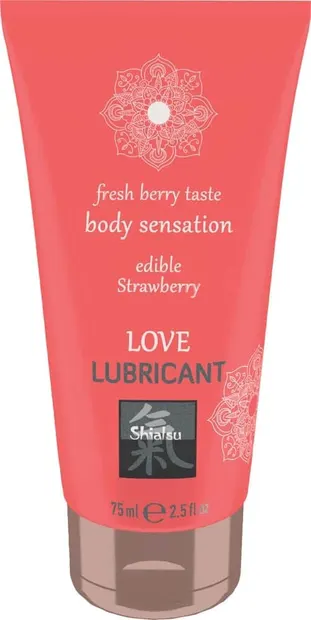 Lubrifiant intim Shiatsu, model Strawberry, comestibil, 75ml