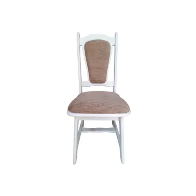 Scaun IZA, cadru alb + stofa maro, 45x45x95 cm