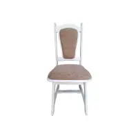 Scaun IZA, cadru alb + stofa maro, 45x45x95 cm