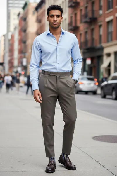 Pantaloni barbati eleganti maro S137 F2-5.3