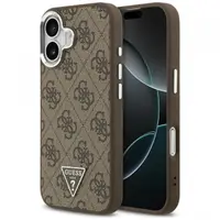 Husa MagSafe pentru Apple iPhone 17, Guess, 4G Triangle Logo, Maro Argintie
