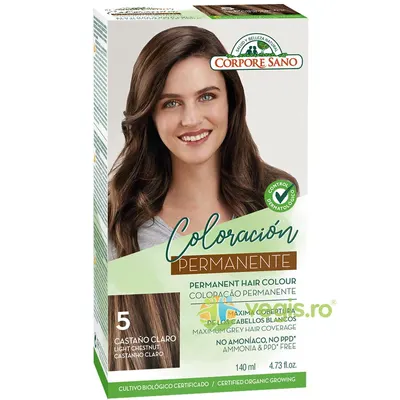 Vopsea de Par Permanenta fara Amoniac 5 - Castaniu Deschis 140ml