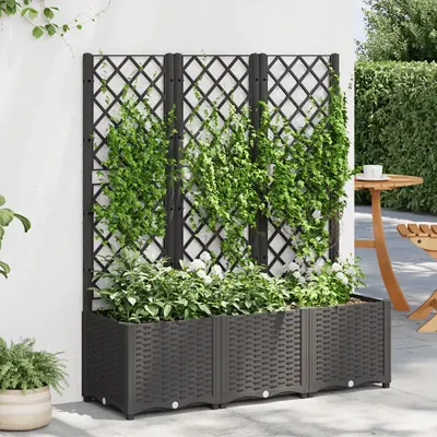 vidaXL Jardinieră de grădină cu spalier, neagră, 120x40x136 cm, PP
