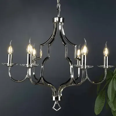 Lampa suspendata Nerva 6lt Pendant Polished Nickel & Crystal