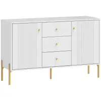 HOMCOM Bufet Modern de 2 Uși Bufet pentru Living cu 3 Sertare Rafturi Reg labile Alb 120x39,1x76 cm | Aosom Romania