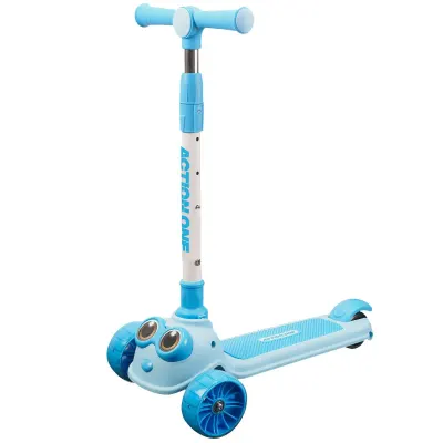 Trotineta Big Eyes Action One, cu roti luminoase si late Blue