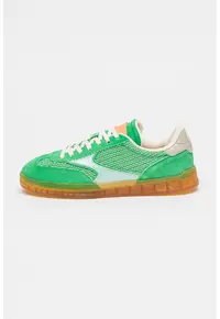 Pantofi sport low-cut wedge cu garnituri din piele intoarsa - Verde/Albastru deschis