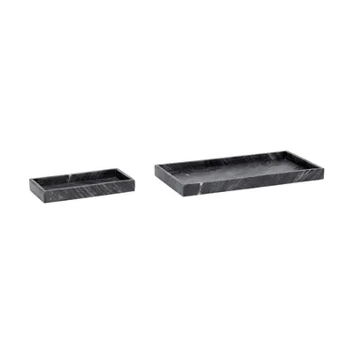 Set 2 tăvi din marmură Hübsch Nena, negru