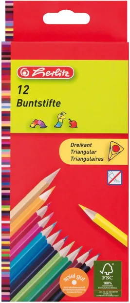 Un set de creioane triunghiulare colorate Herlitz - 12 culori