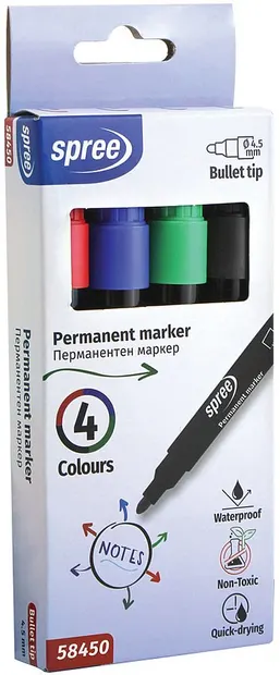 Set markere permanente Spree - 4.5 mm, 4 culori