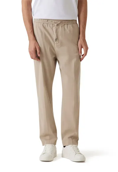 Pantaloni relaxed-fit cu snururi - Bej deschis