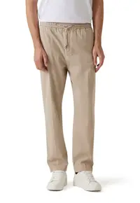 Pantaloni relaxed-fit cu snururi - Bej deschis