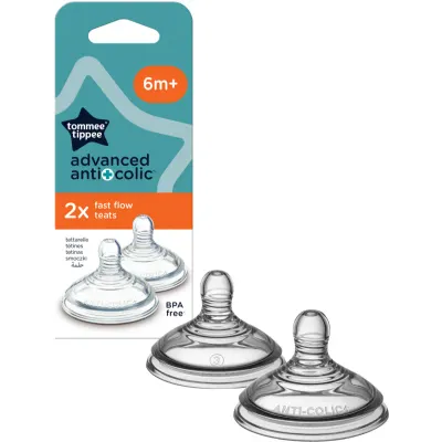 Tommee Tippee Advanced Anti-Colic tetină pentru biberon Fast Flow 6-12m 2 buc