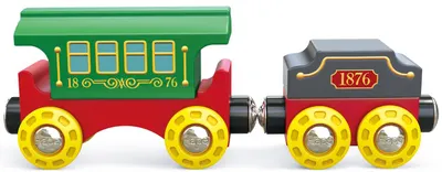 Tren de lemn cu efecte Hape - Retro Steam Train, 4 piese