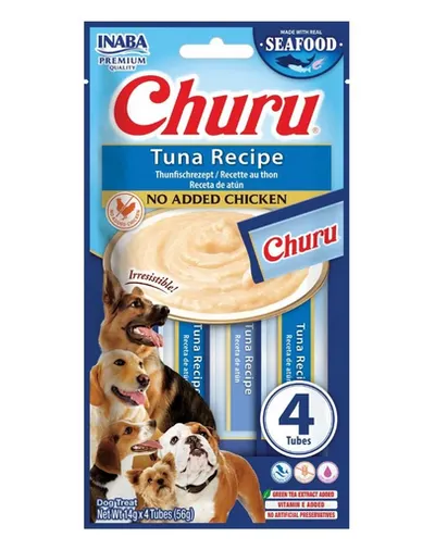 INABA Dog Churu Fish Based Tuna Recipe 4x14g recompensă cremoase cu ton pentru câini