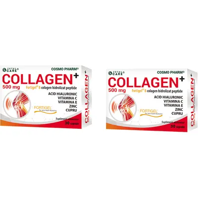 Pachet Colagen Hidrolizat Peptide (Collagen+Fortigel ® B) 500mg 30cps + 30cps