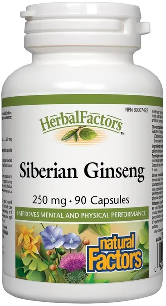 Herbal Factors Siberian Ginseng, 250 mg, 90 capsule, Natural Factors