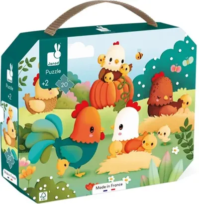 Puzzle pentru copii Janod - Animale de fermă, 20 piese