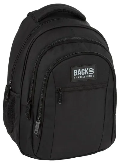 Ghiozdan școlar BackUp 8 O - Black, cu 3 compartimente