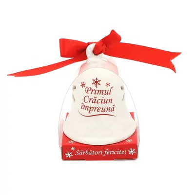 Clopoțel decorativ din ceramică - „Primul Crăciun împreună"