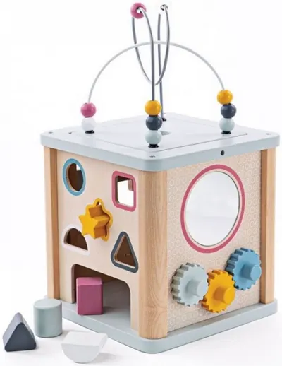 Jucarie din lemn Bigjigs - Cub educativ cu activitati