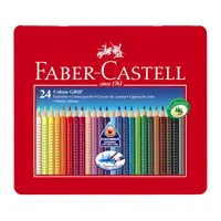 Creioane color, 24culori, cutie metal, Grip, Faber-Castell