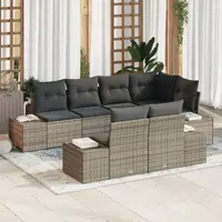 Gossi set de canapea de gradina cu 7 piese si perne gri din poliratan