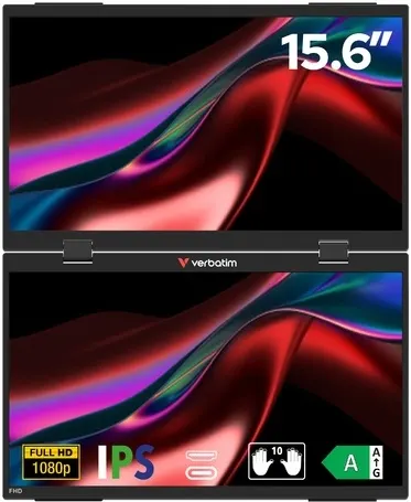 Monitor Verbatim - Portable Dual Monitor Essentials, 15.6'', FHD, IPS