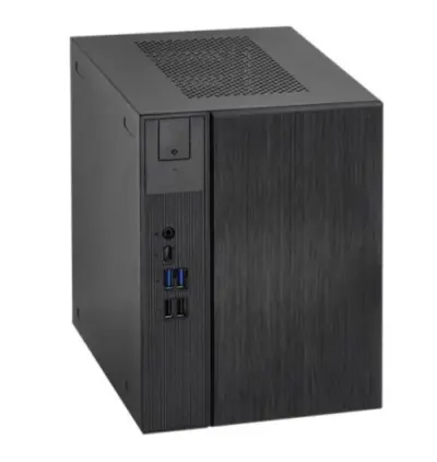Calculator Barebone ASRock DeskMeet X300 Series, fara procesor, AMD AM4 Socket, fara memorie RAM, fara stocare, Sursa 500W, No OS (Negru)