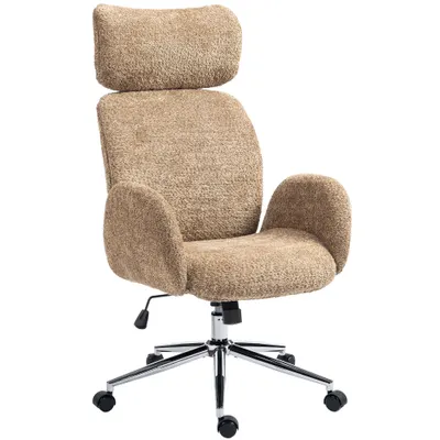 HOMCOM Scaun de birou cu tetieră reglabilă, scaun ergonomic pentru birou, funcție de înclinare, reglabil pe înălțime, Braun | Aosom Romania