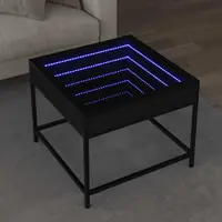 vidaXL Măsuță de cafea cu LED infinity, negru, 50x50x41 cm