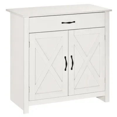 HOMCOM Bufet de Bucătărie cu Sertar 2 Uși și Raft Interior Mobilier Auxiliar Decorativ 80x39,7x80 cm Alb Spălat | Aosom Romania