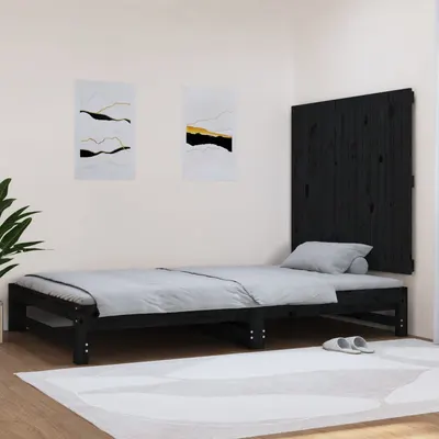 vidaXL Tăblie de pat pentru perete, negru, 108x3x90 cm, lemn masiv pin