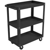HOMCOM Cărucior pentru Scule cu 3 Rafturi cu Margini Înalte, 70,5x35x82,5 cm, Negru | Aosom Romania