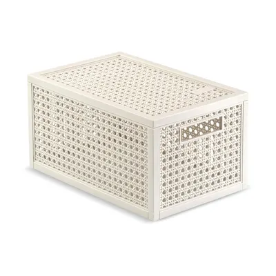 Cutie de depozitare crem din plastic reciclat cu capac 19x30x15 cm Kaya – Curver