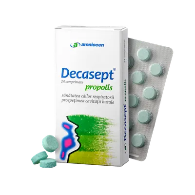 Decasept propolis, 24 comprimate, Amniocen