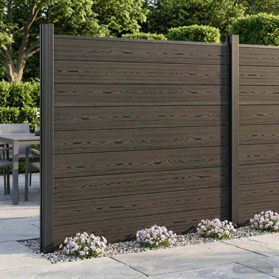 vidaXL Set de Gard 175 x 186 cm WPC și Aluminiu Negru