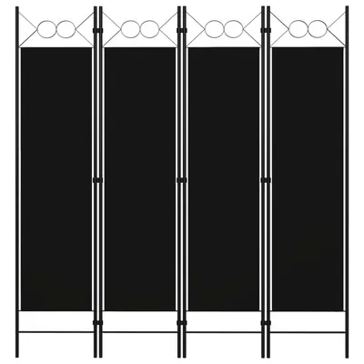 vidaXL Paravan de cameră cu 4 panouri, negru, 160 x 180 cm