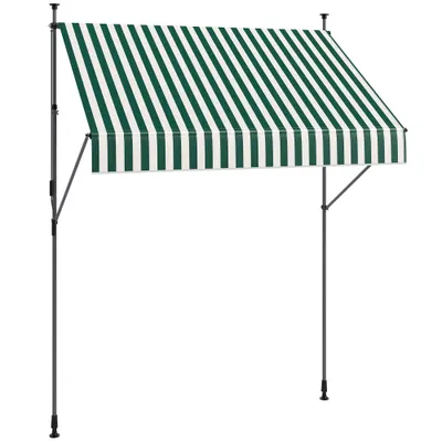Outsunny Tenda de Soare cu Suporturi Reglabile și Manivelă, Verde și Alb | Aosom Romania