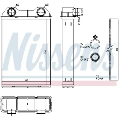 Schimbator caldura, incalzire habitaclu NISSENS 70808