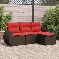 Gossi set canapele de gradina, 4 piese, cu perne, maro poliratan maro