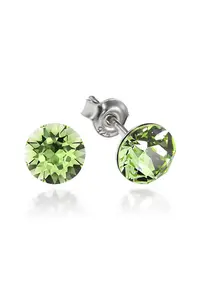 Cercei Argint 925 placat cu rodiu cu cristale Swarovski® Xirius 6mm - Verde deschis