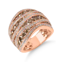 Inel din aur roz cu diamante maro si incolore de 2.8ct
